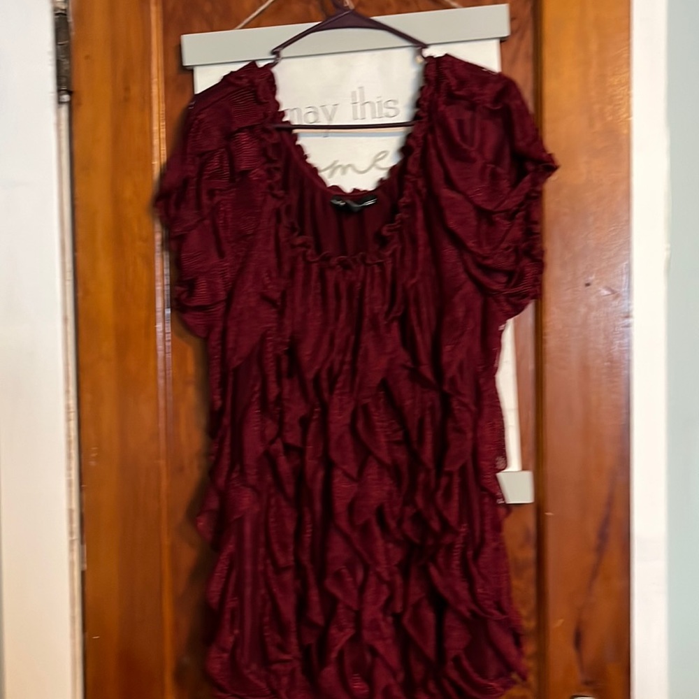 Once again short sleeve ruffled top sheer size 1x